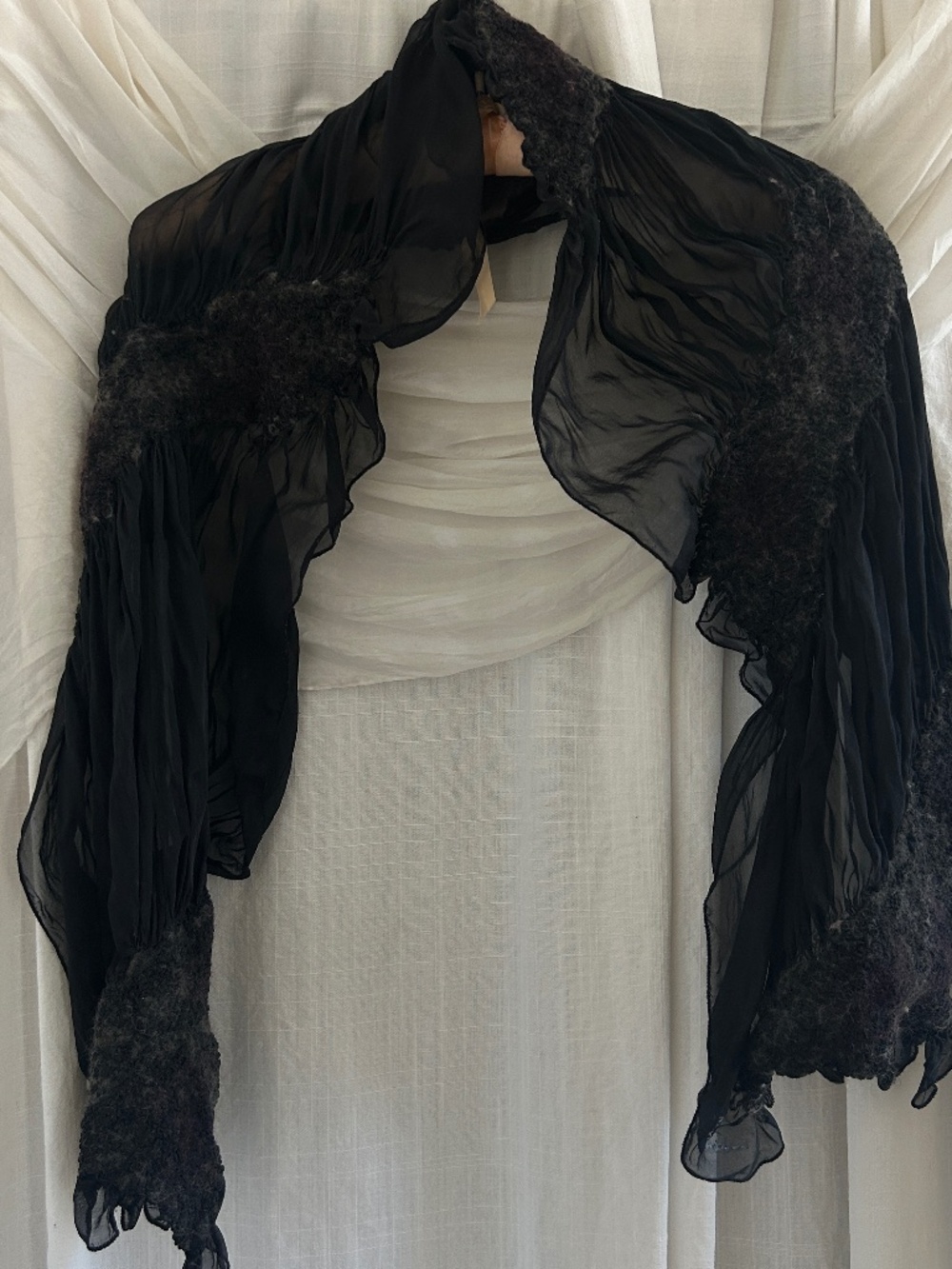 Vintage Y2K Silk and Felted Wool Scarf